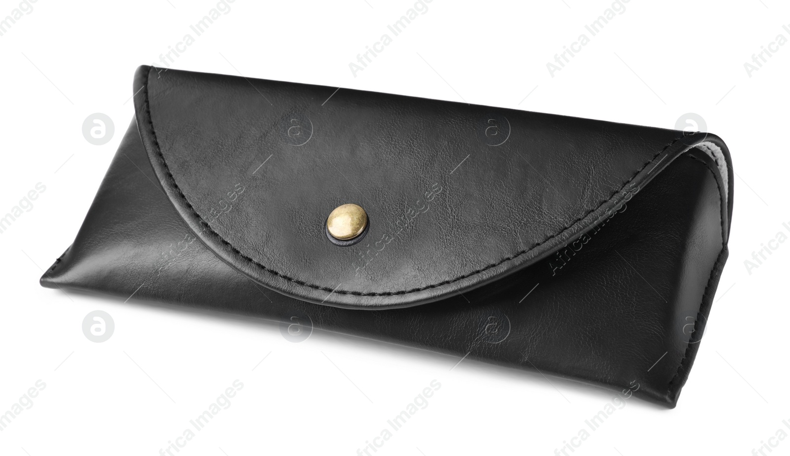 Photo of Black leather sunglasses case isolated on white