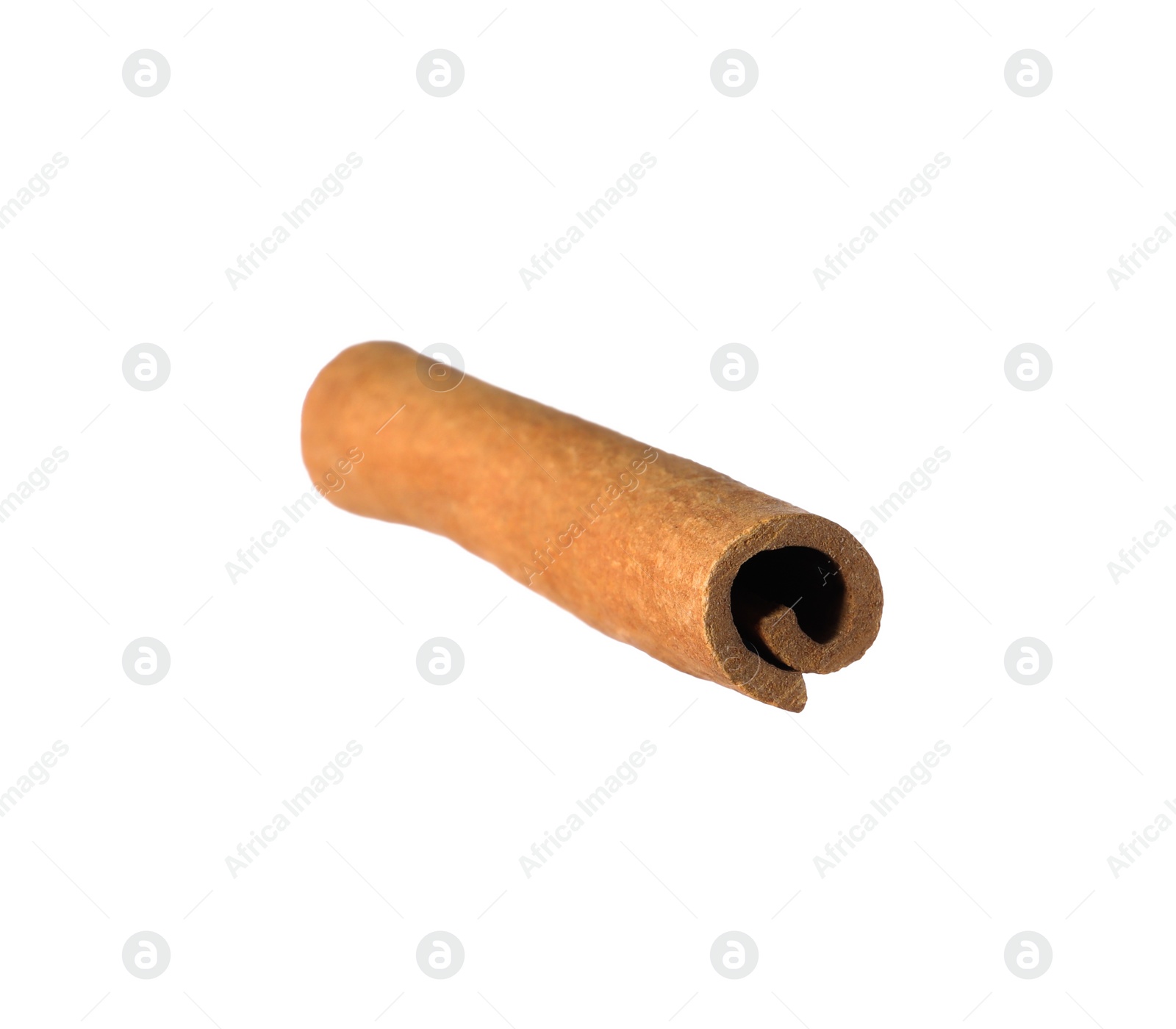 Photo of One aromatic cinnamon stick isolated on white