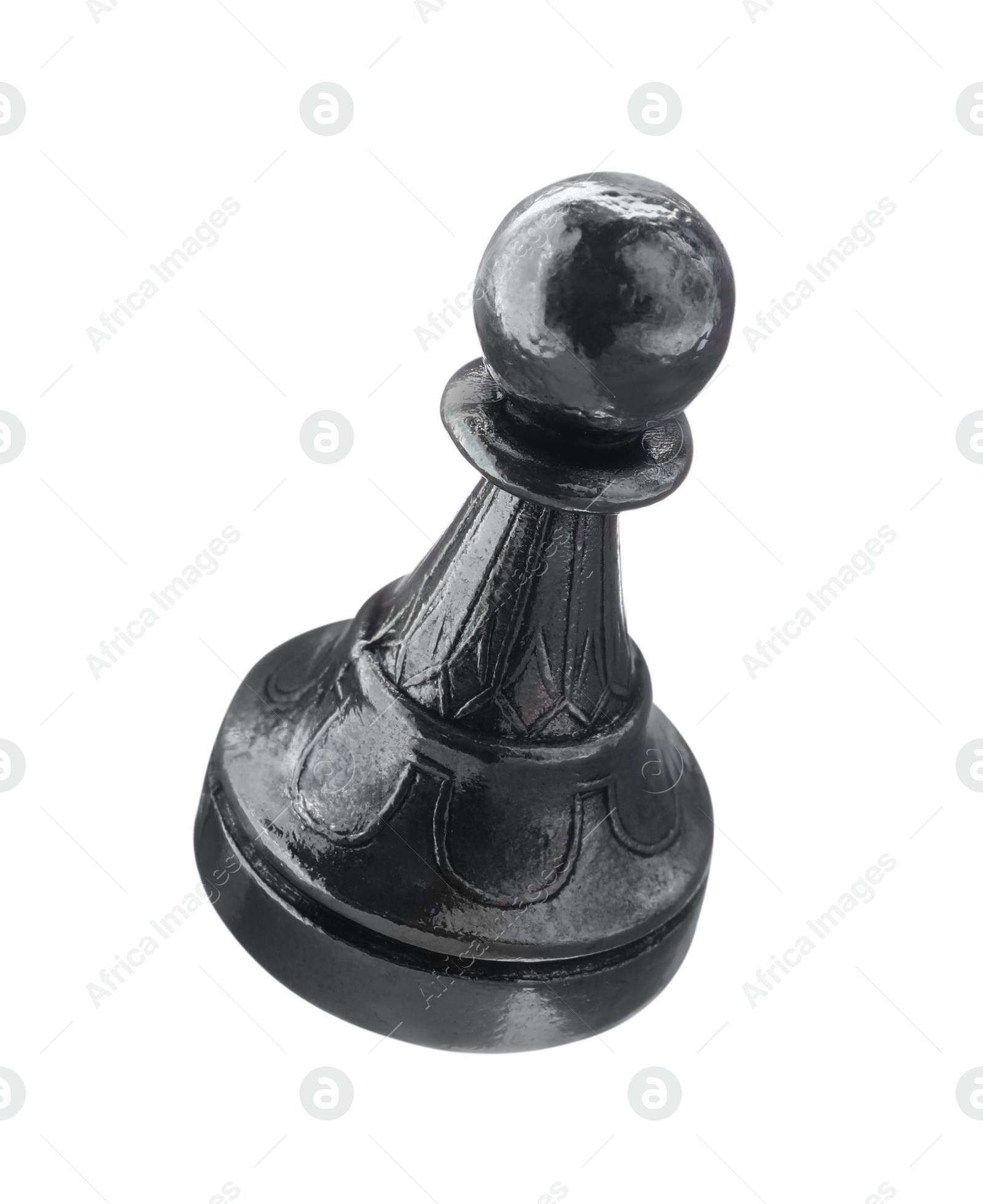 Photo of One black chess pawn isolated on white