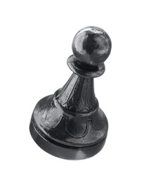 Photo of One black chess pawn isolated on white