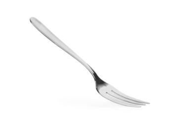 Photo of New clean shiny fork isolated on white