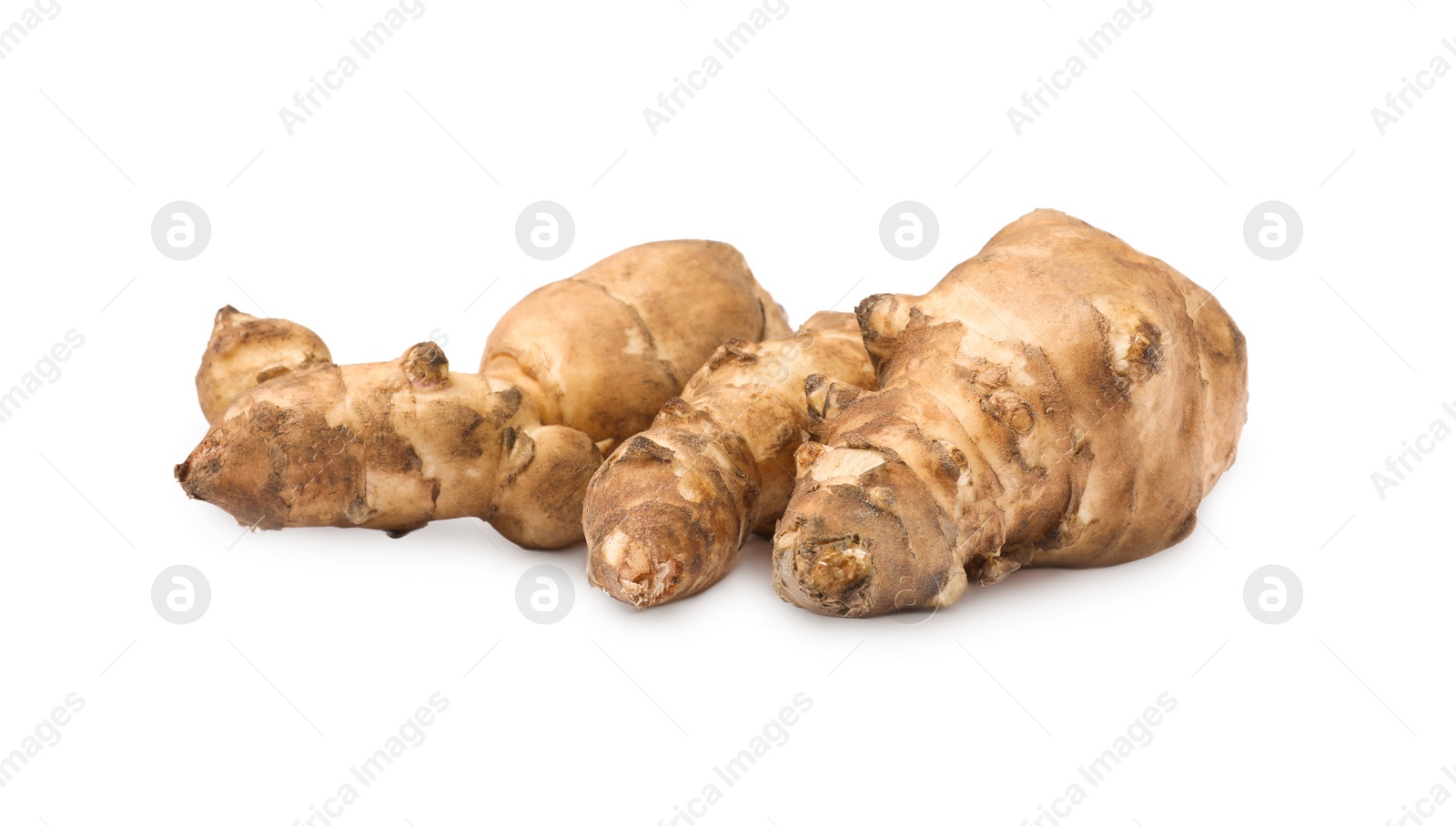 Photo of Group of Jerusalem artichokes isolated on white