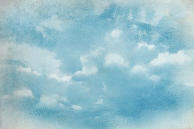 View of beautiful sky with clouds. Retro style filter 