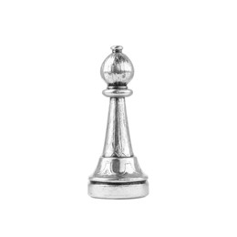 Silver bishop isolated on white. Chess piece