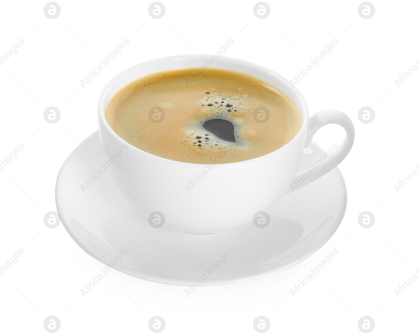 Photo of Cup of tasty coffee isolated on white