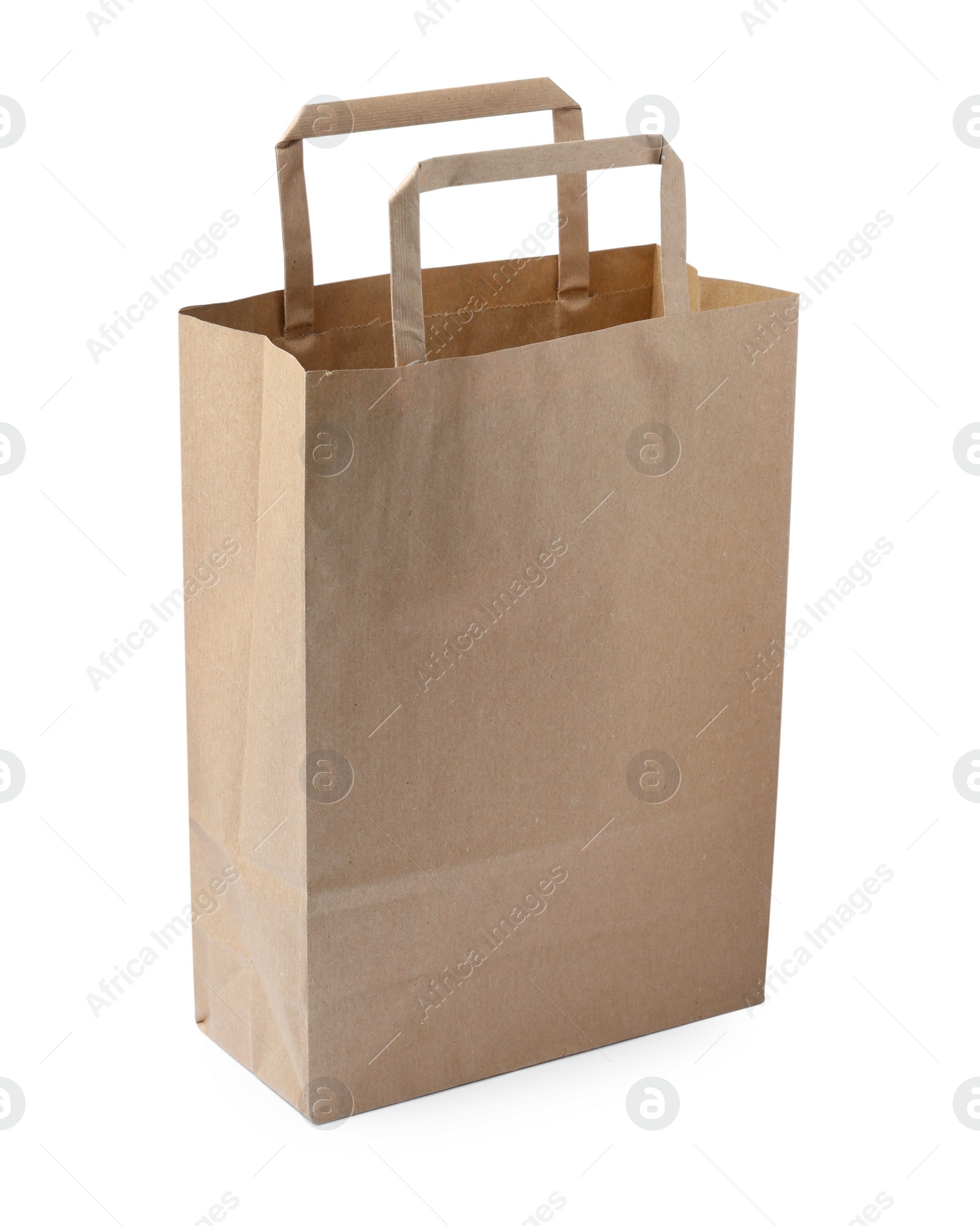 Photo of Kraft shopping paper bag isolated on white