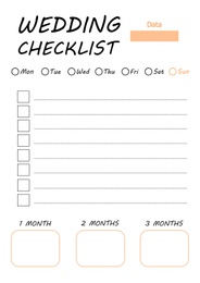 Wedding checklist. Empty planner for party organization, illustration