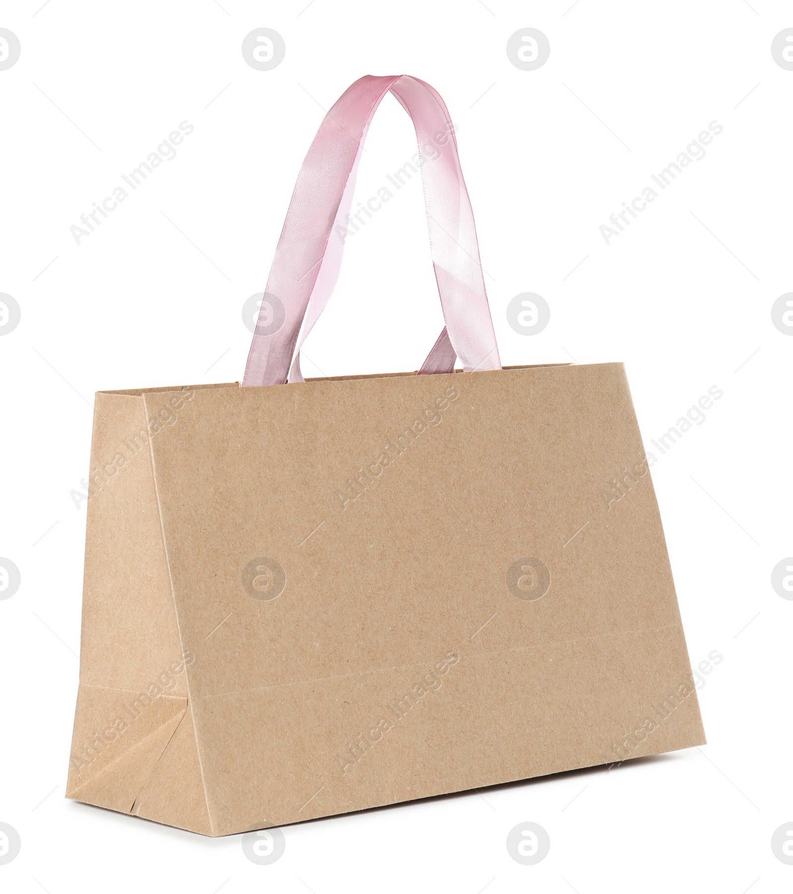 Photo of Paper shopping bag isolated on white. Mock up for design