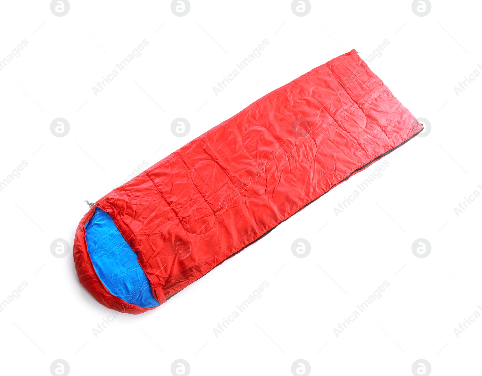 Photo of Sleeping bag on white background. Camping equipment