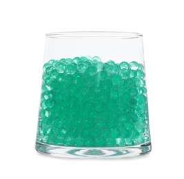 Mint filler in glass vase isolated on white. Water beads