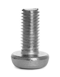 Photo of One metal carriage bolt isolated on white