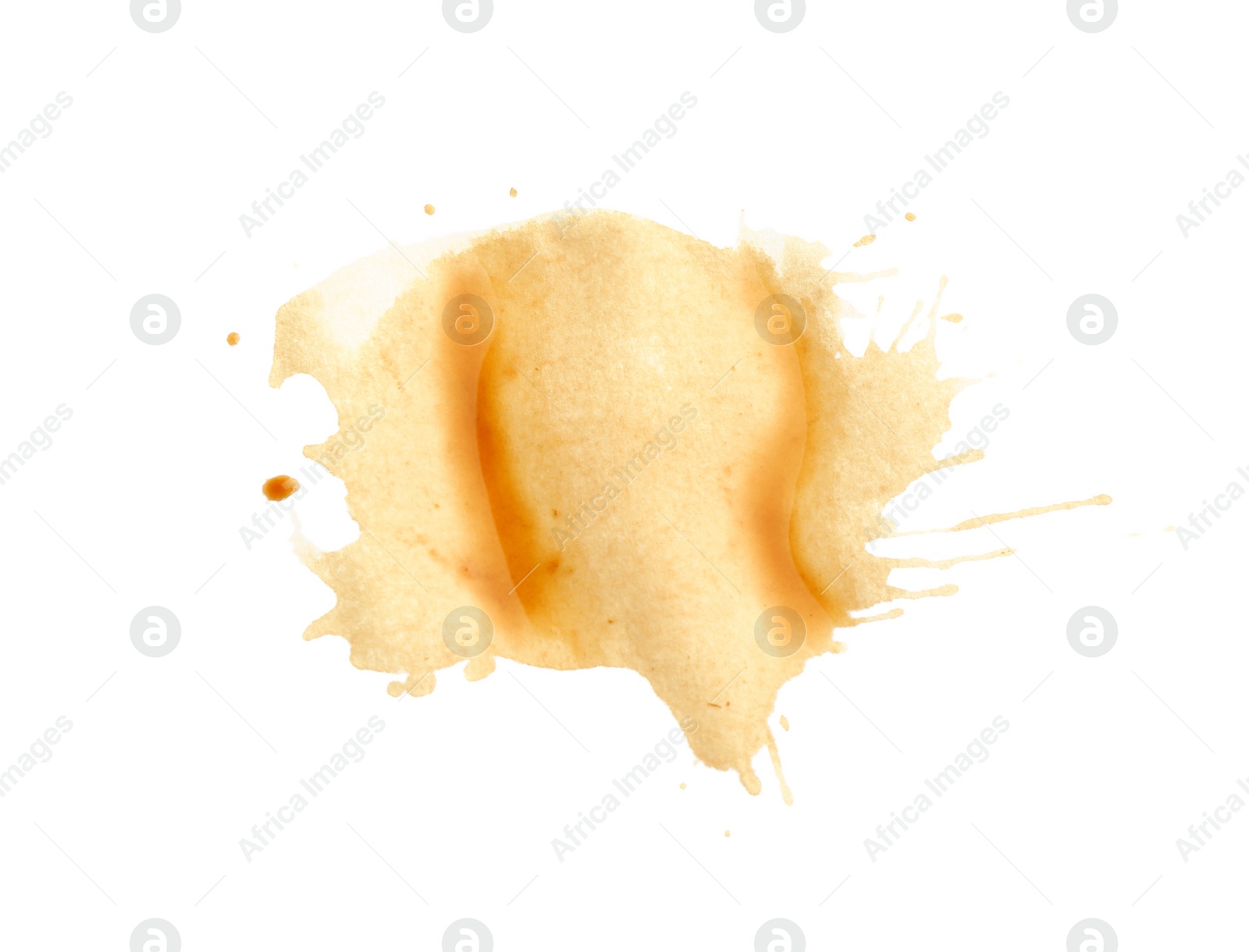 Photo of Dried coffee stain isolated on white, top view