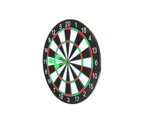 Dart board with color arrows hitting target