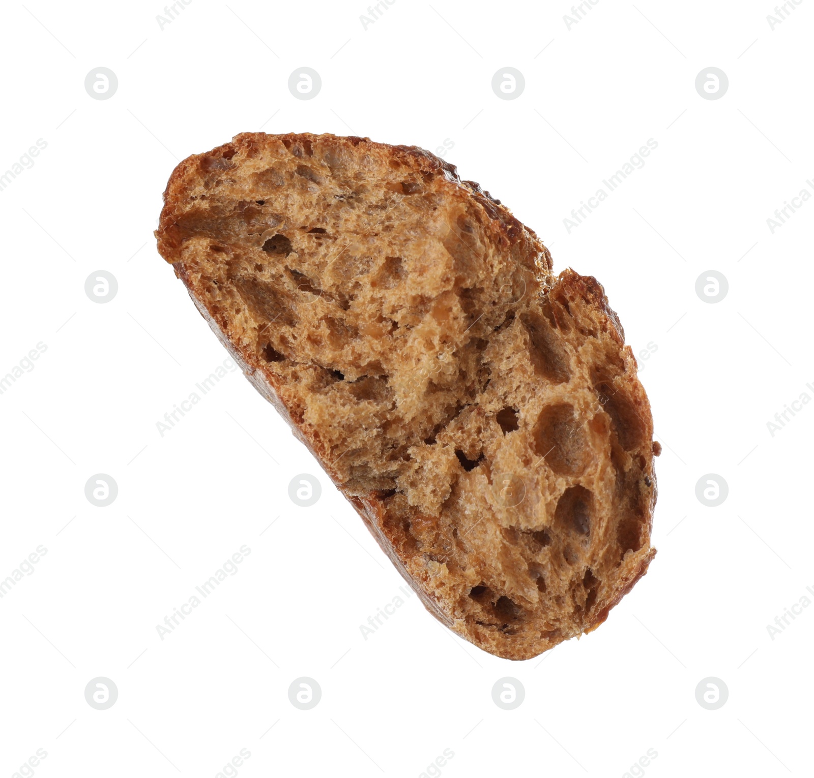 Photo of Piece of fresh rye baguette isolated on white