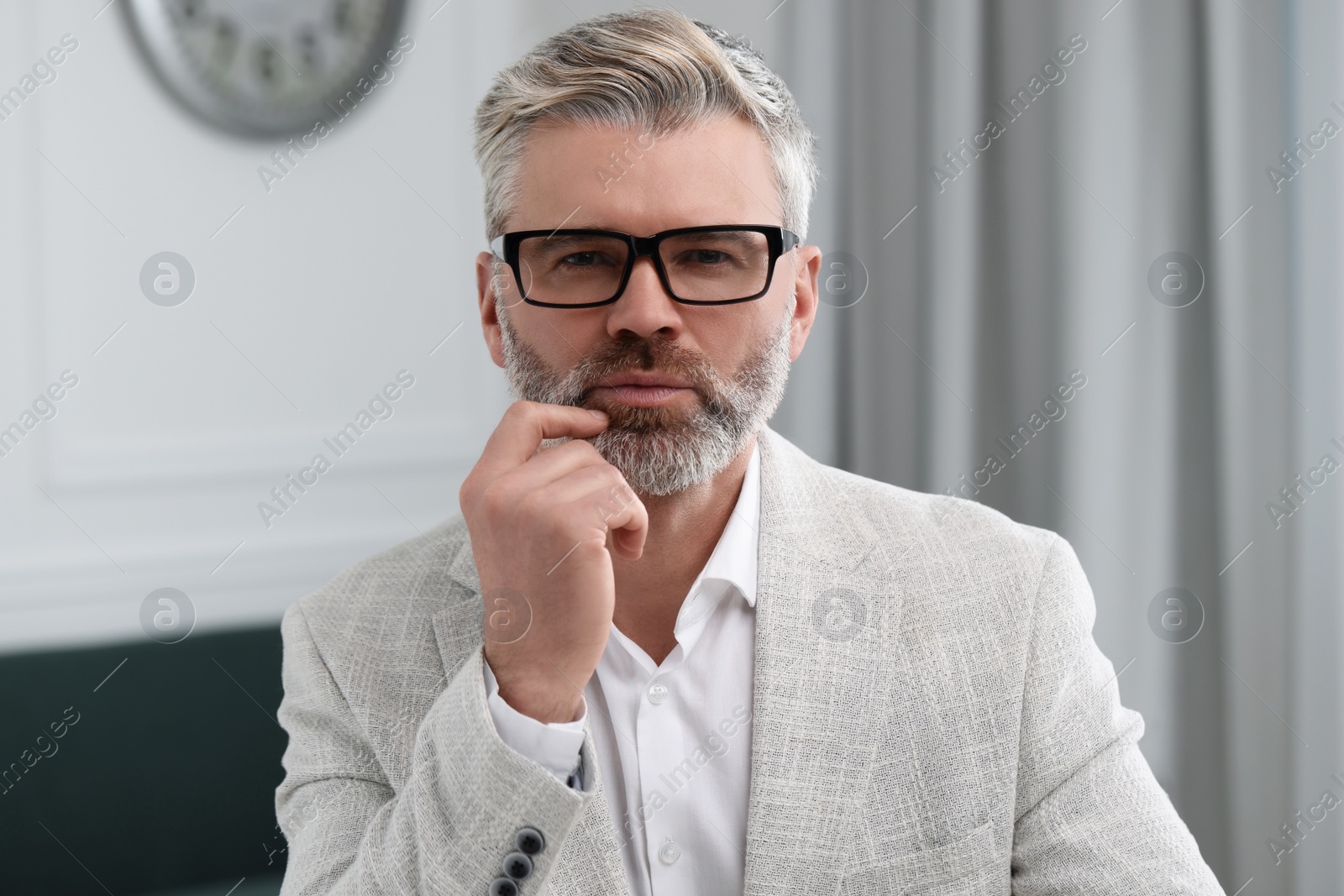 Photo of Man having video call at home, view from web camera