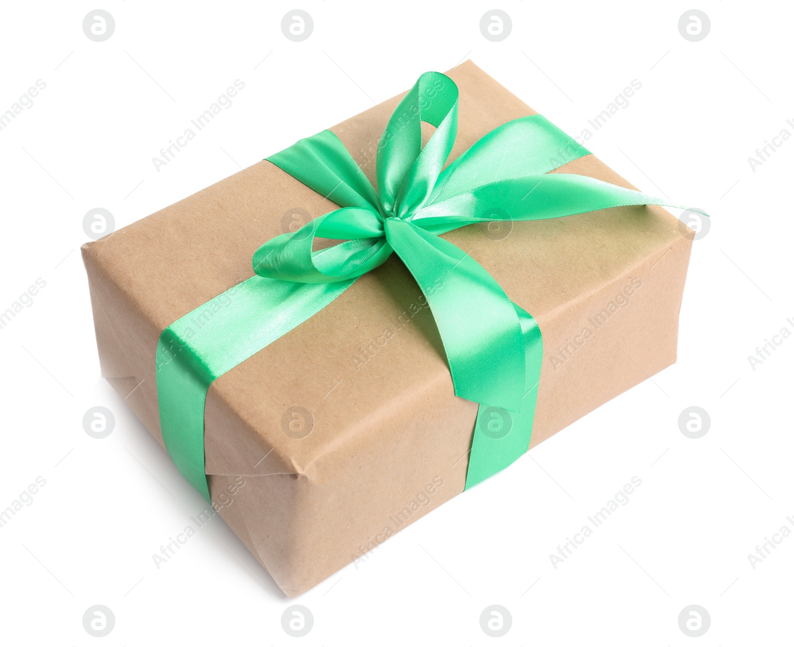 Photo of Beautifully wrapped gift box on white background