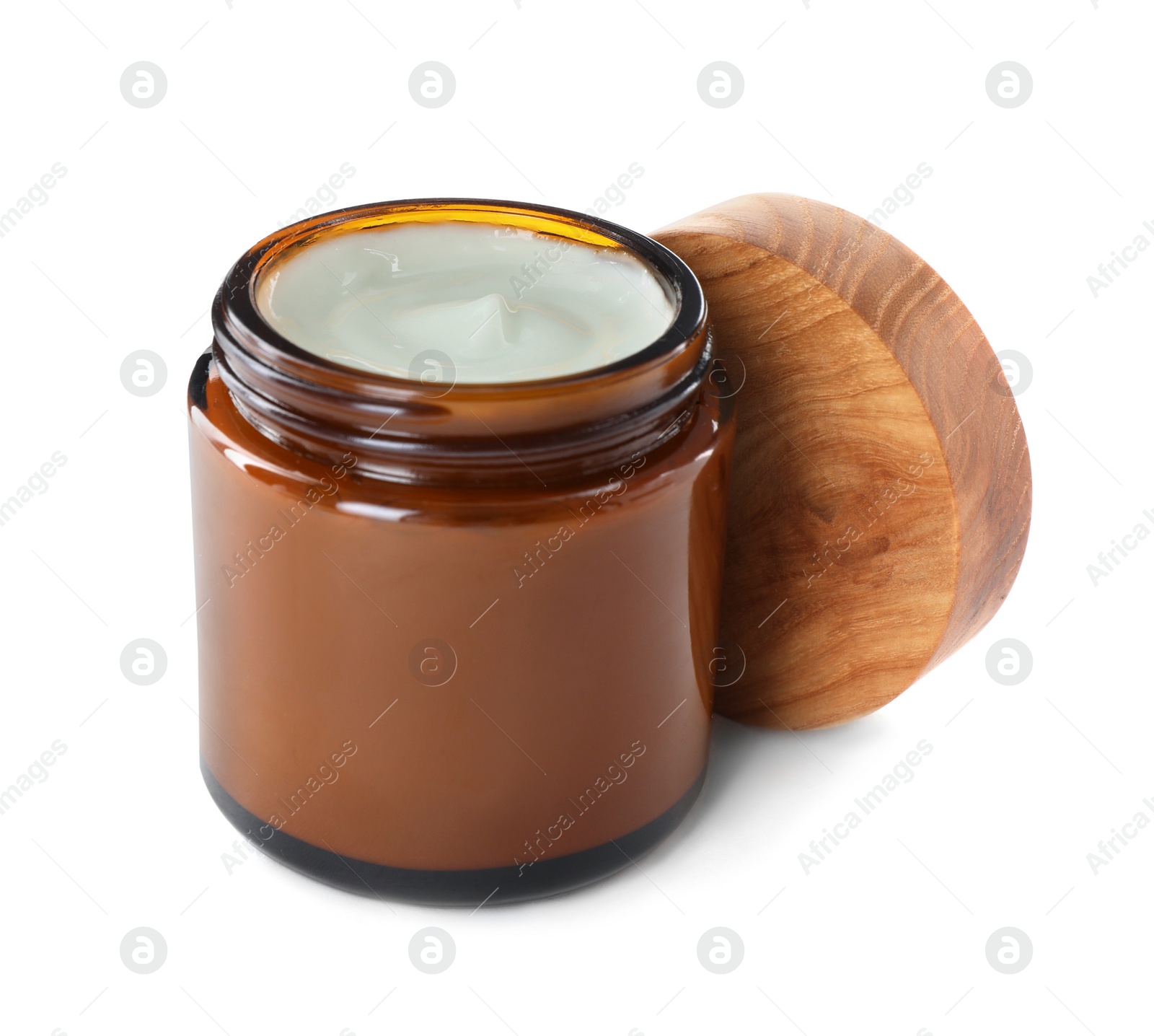 Photo of Jar of hand cream on white background