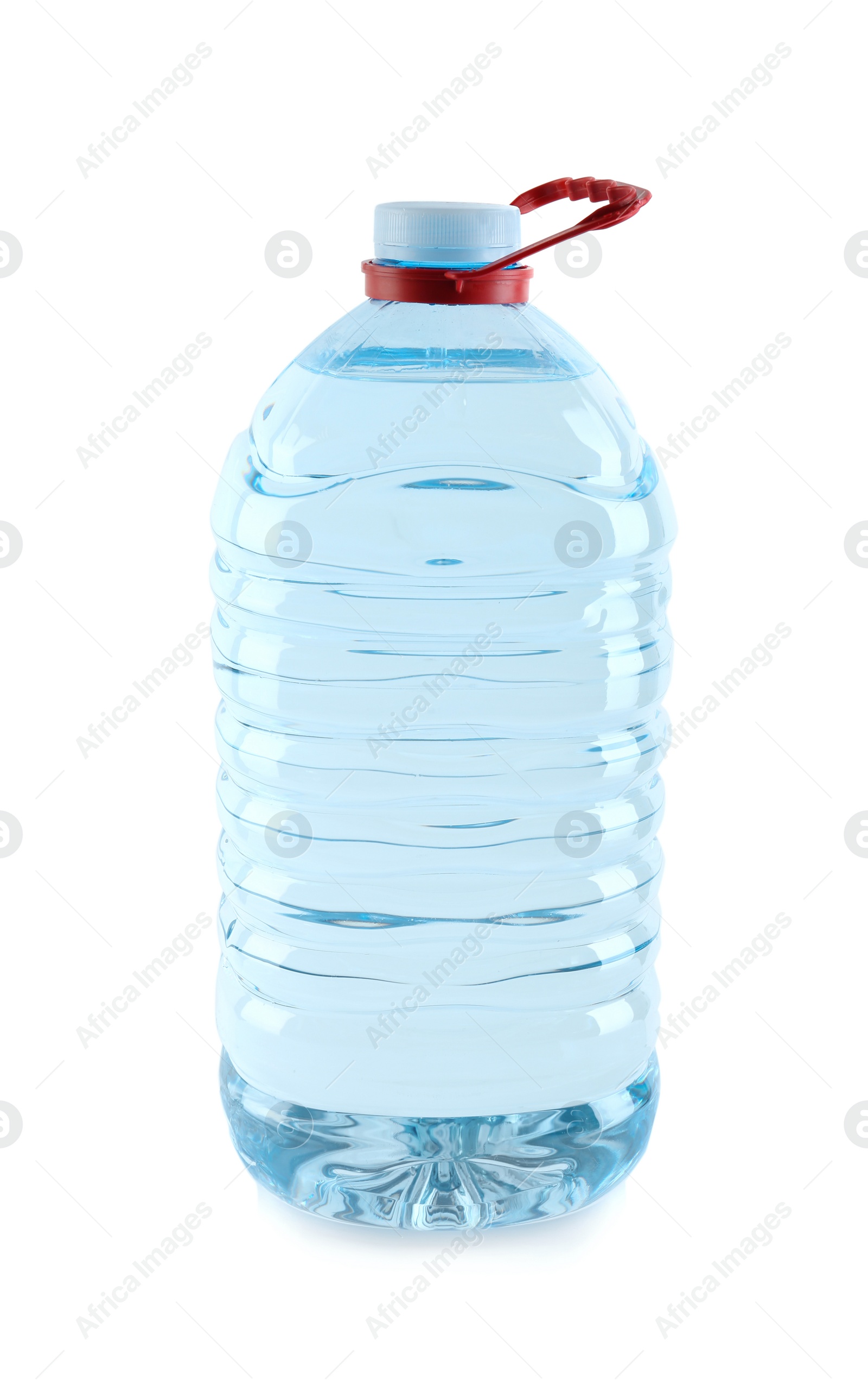 Photo of Large plastic bottle with pure water on white background