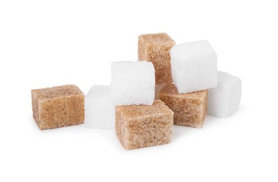 Photo of Different types of sugar isolated on white