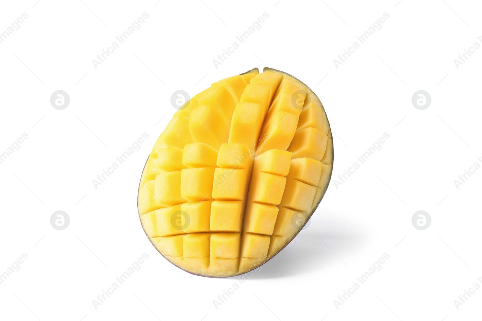 Photo of Fresh juicy mango half isolated on white