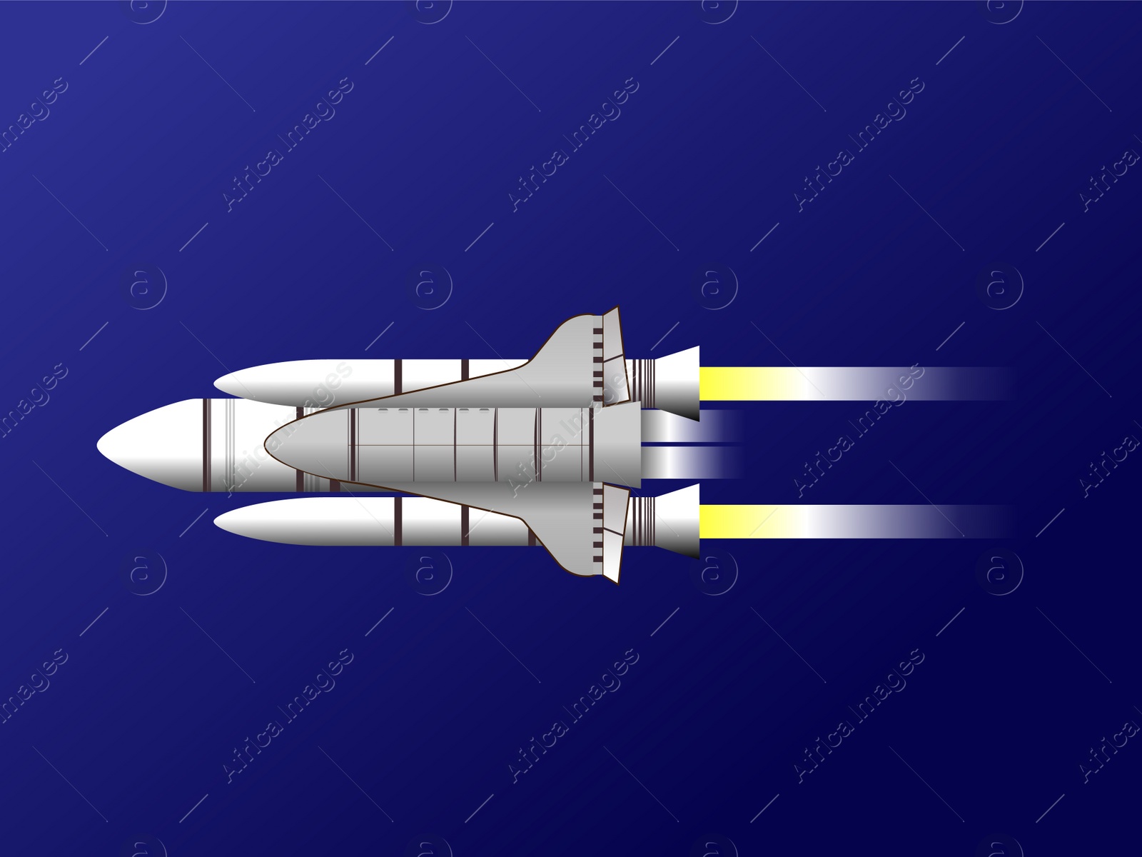 Illustration of Modern rocket model illustration on blue background