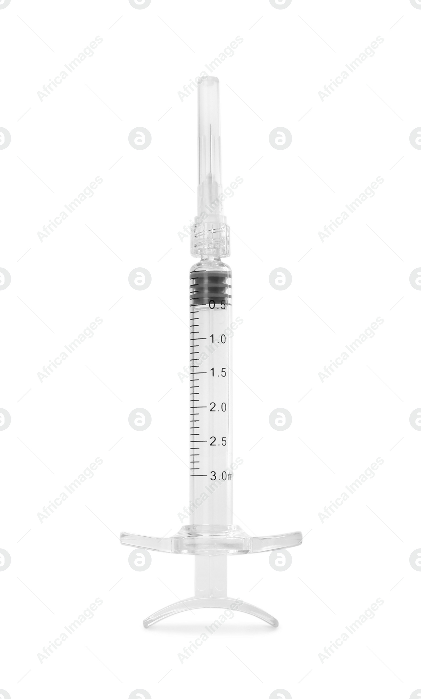 Photo of Injection cosmetology. One medical syringe isolated on white