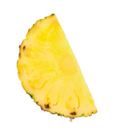 Slice of tasty ripe pineapple isolated on white