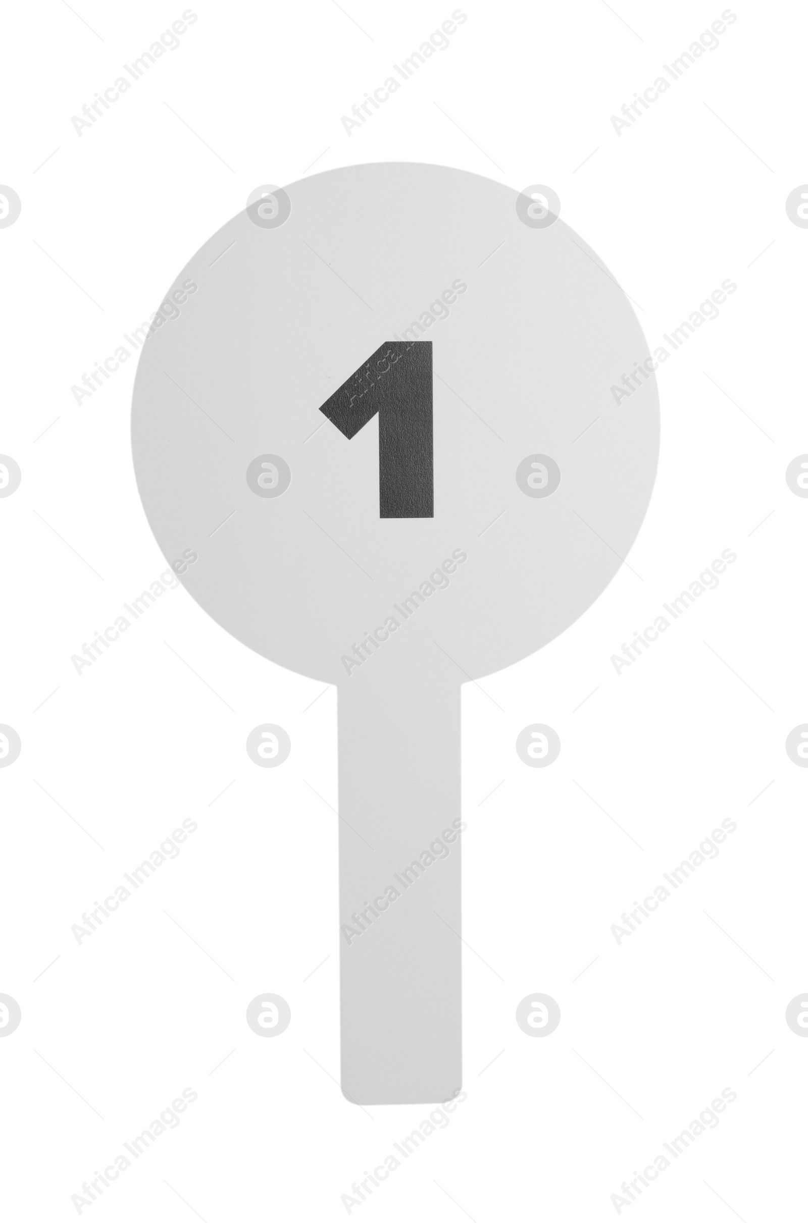 Photo of Auction paddle with number 1 isolated on white