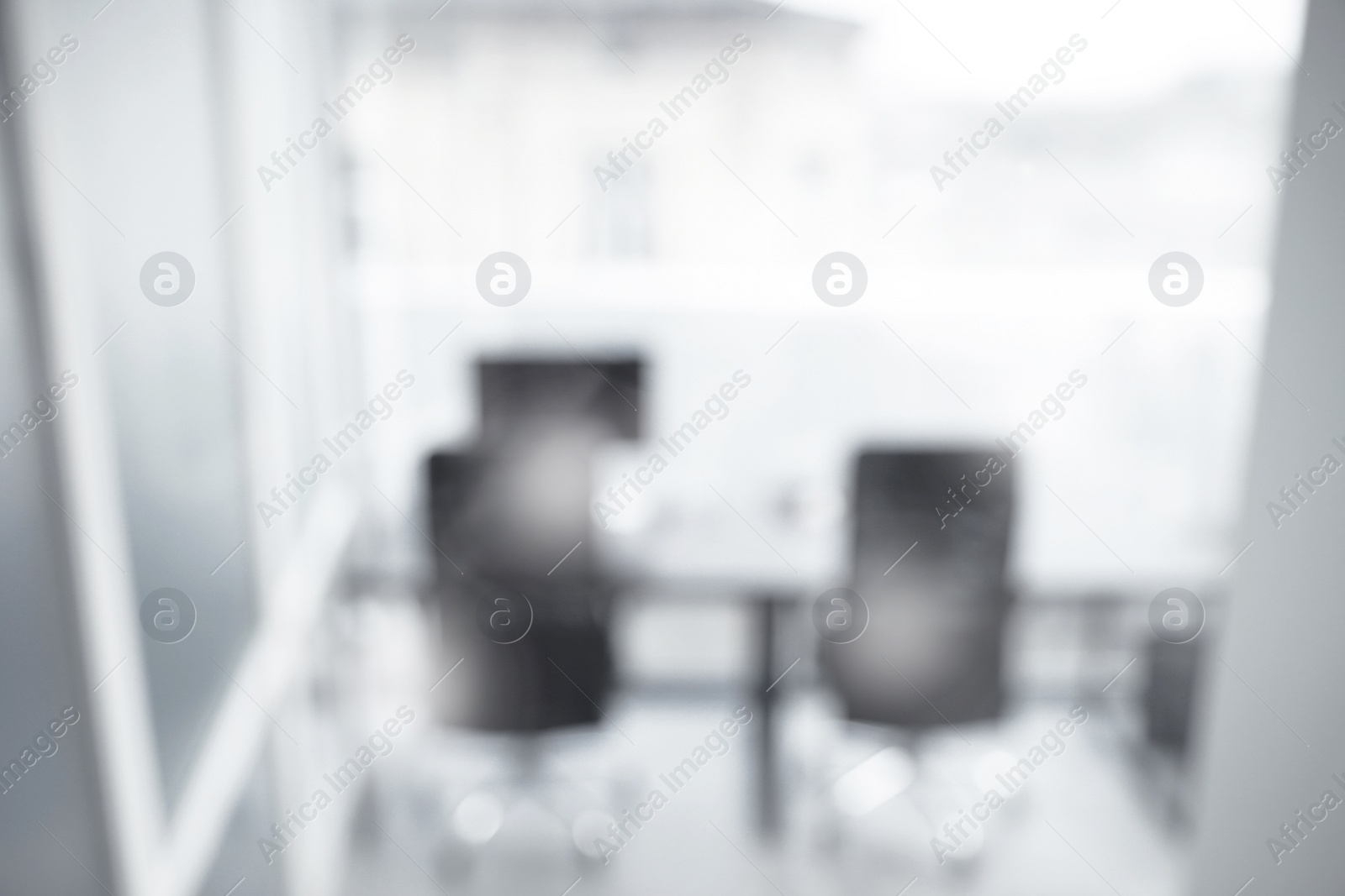 Image of Office interior. Blurred view of comfortable workspace