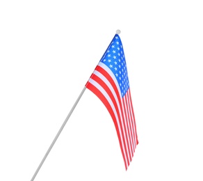 Photo of American flag on white background. National symbol