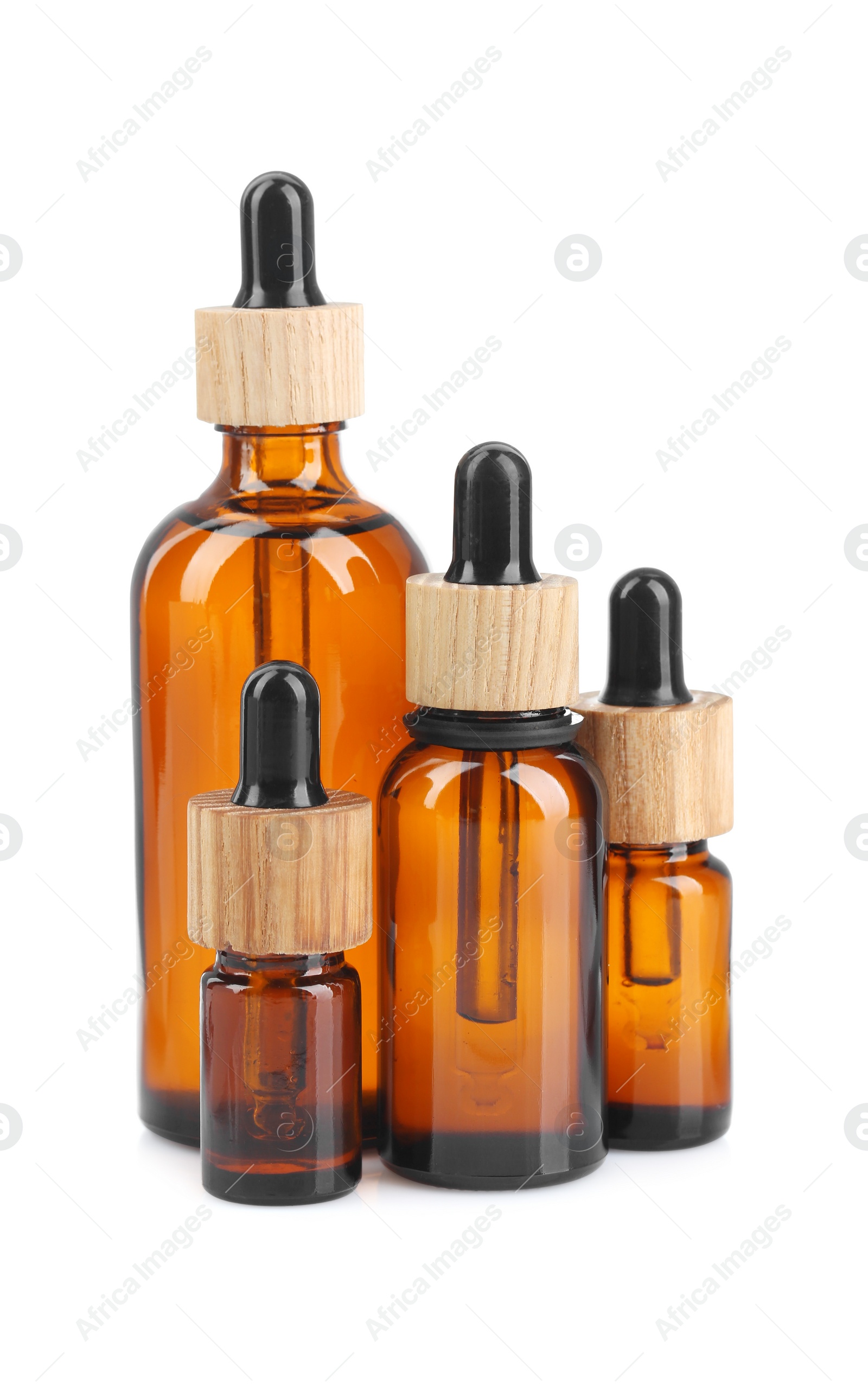 Photo of Glass bottles of tincture isolated on white