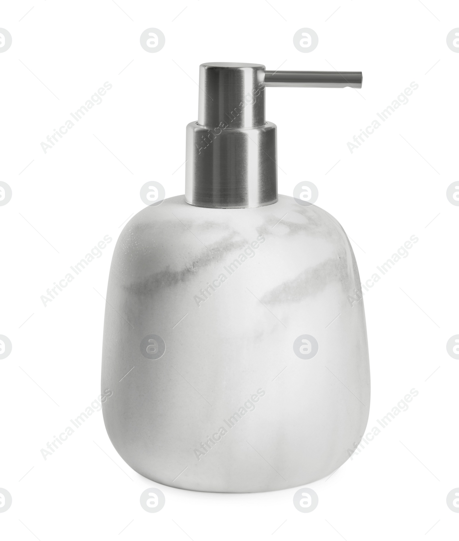 Photo of Modern marble soap dispenser isolated on white