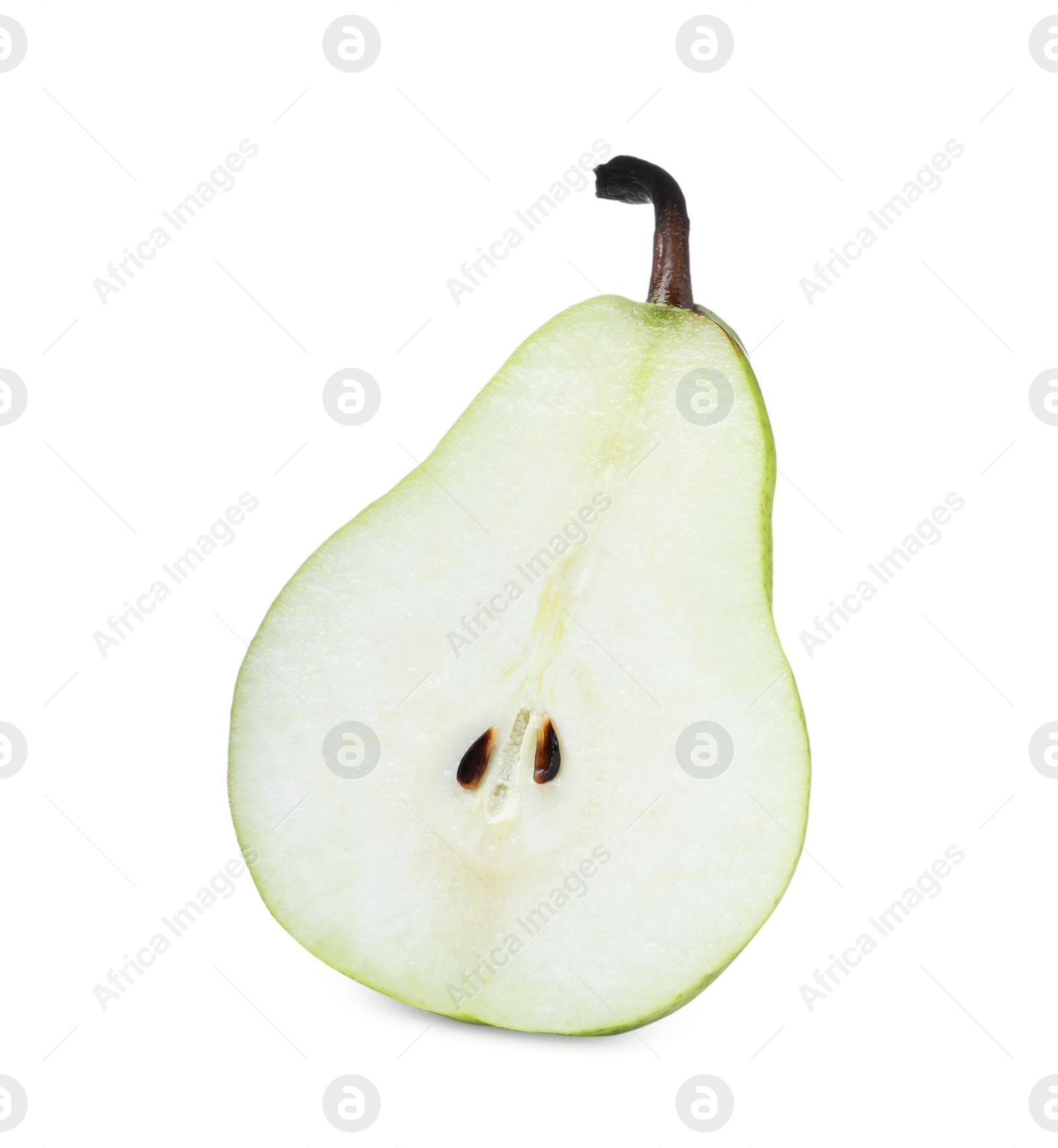 Photo of Half of fresh ripe pear isolated on white