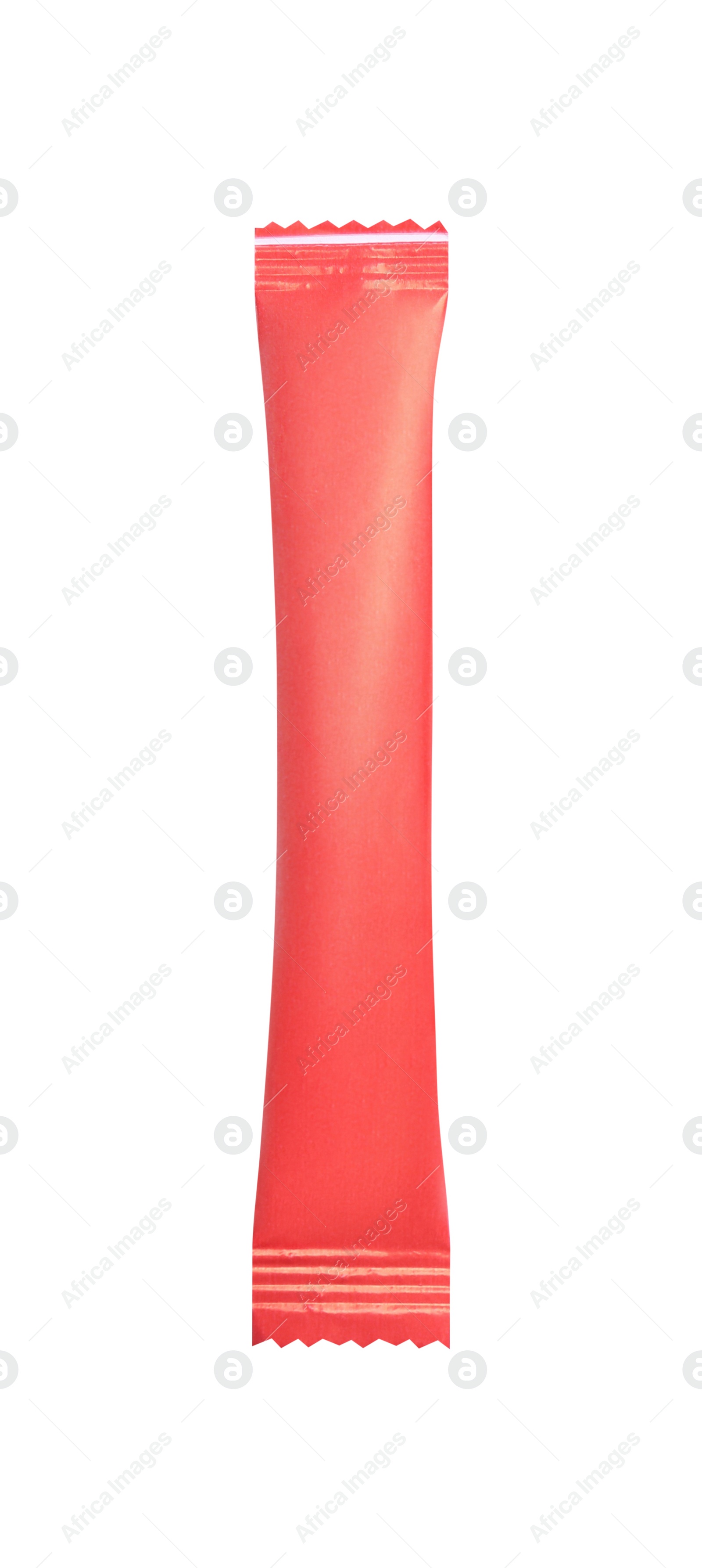 Photo of Red stick of sugar isolated on white
