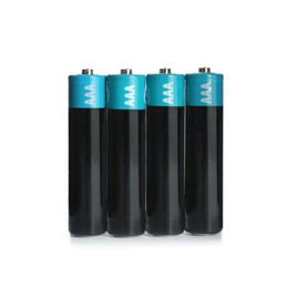 Image of New AAA batteries on white background. Dry cell