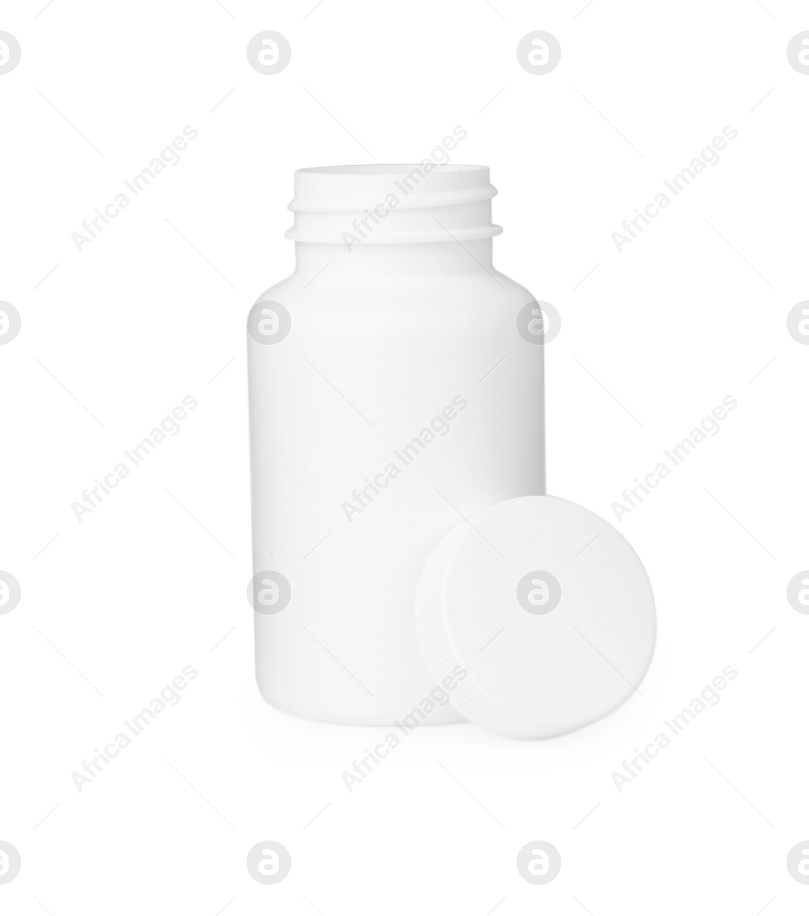 Photo of Blank medical pill jar isolated on white