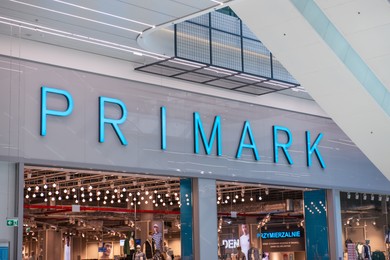 WARSAW, POLAND - AUGUST 05, 2022: Signboard of Primark clothing store in shopping mall