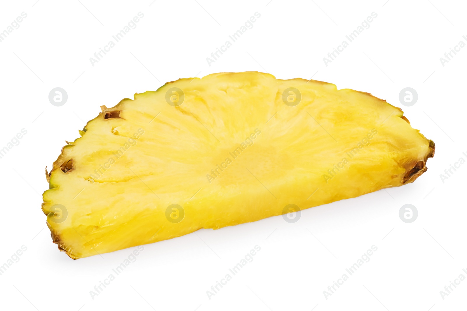 Photo of Slice of tasty ripe pineapple isolated on white