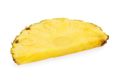 Slice of tasty ripe pineapple isolated on white