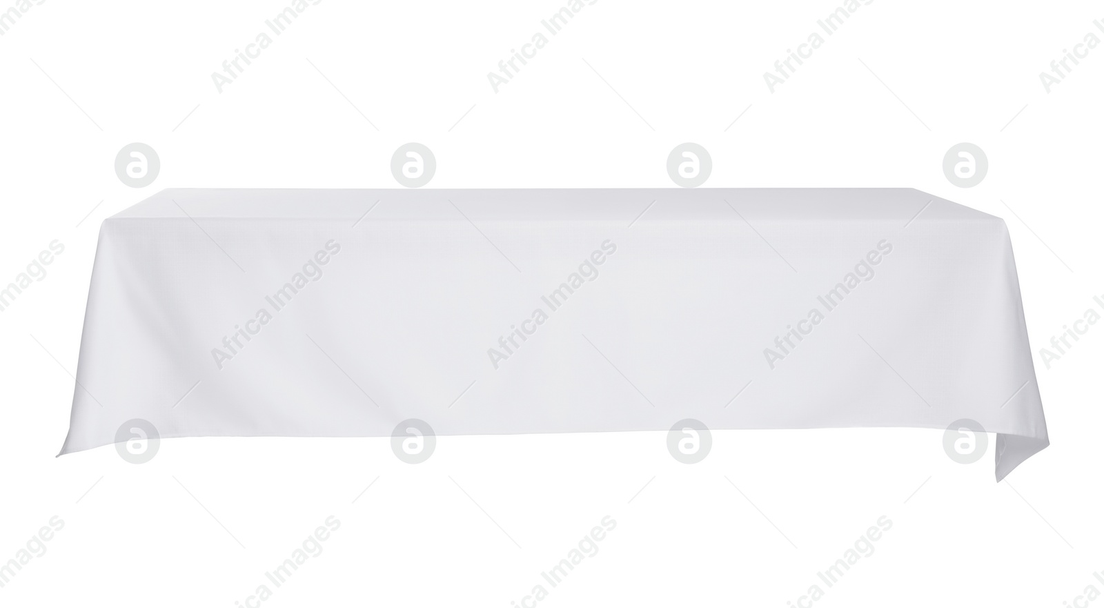 Photo of Table with white tablecloth isolated on white