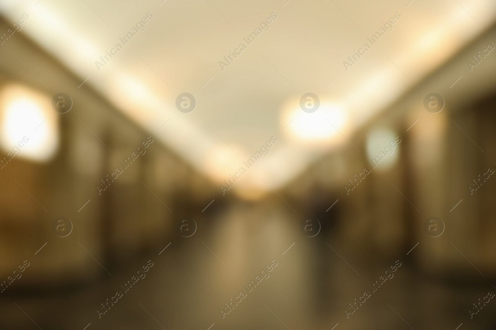 Photo of Blurred view of subway train station platform. Bokeh effect