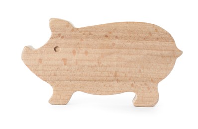 Photo of Wooden pig isolated on white. Children's toy