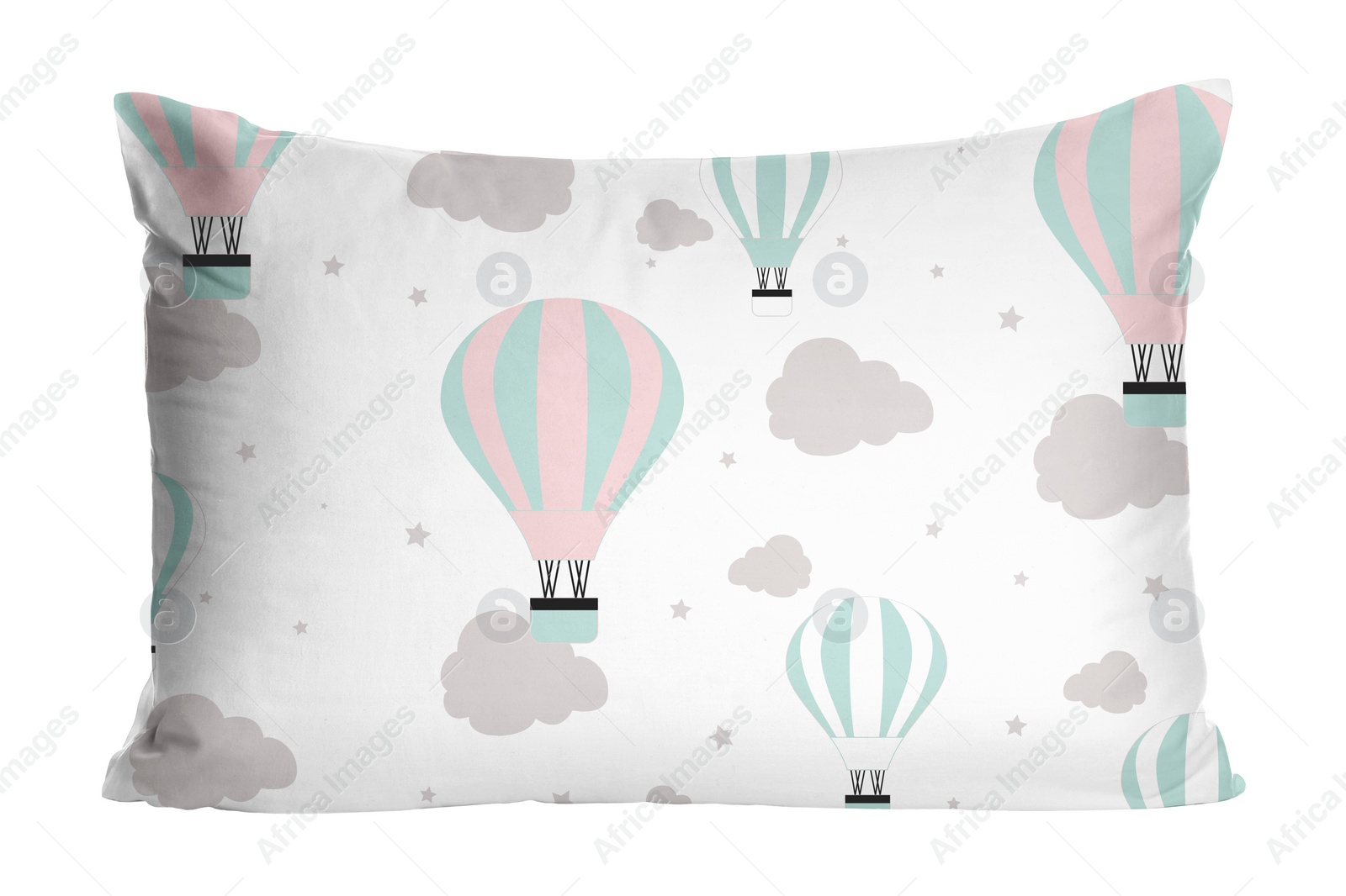 Image of Soft pillow with cute print isolated on white