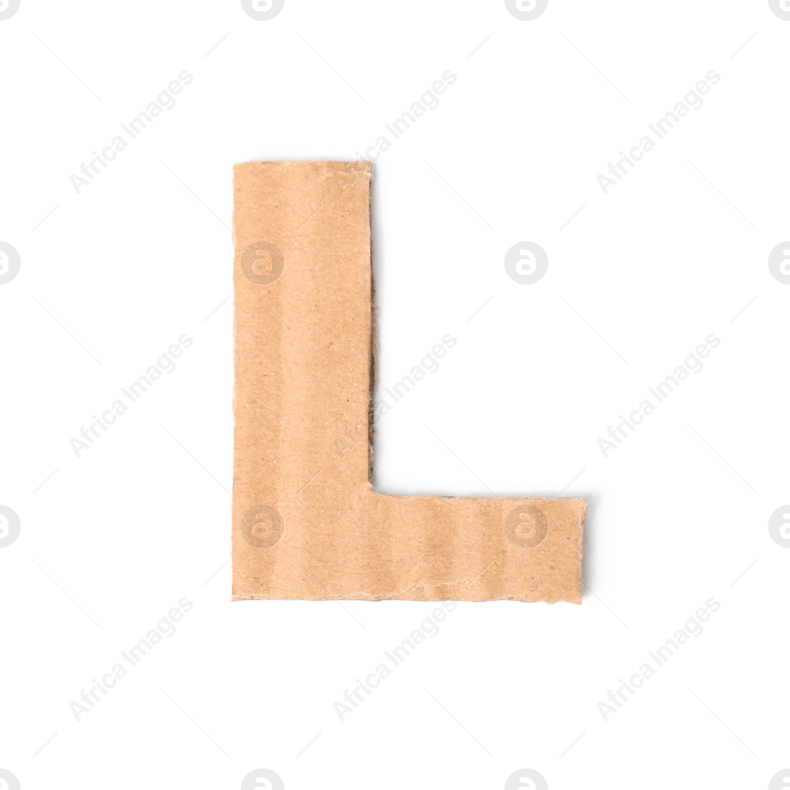 Photo of Letter L made of cardboard on white background