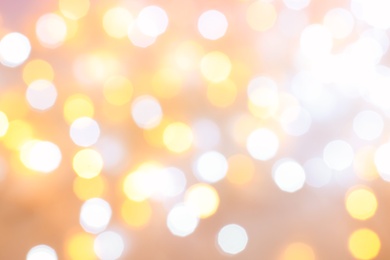 Photo of Blurred view of beautiful Christmas lights. Festive background