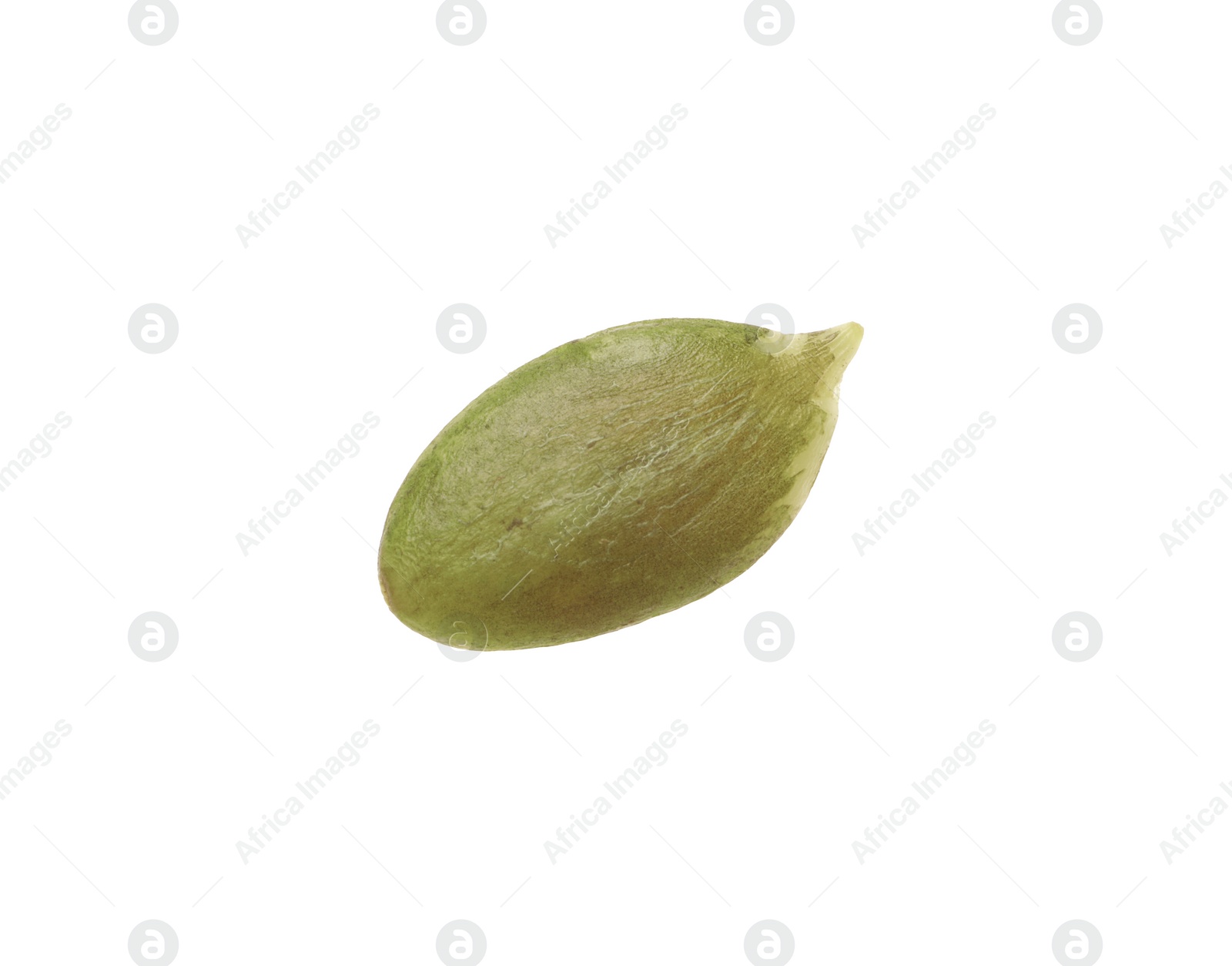 Photo of One peeled pumpkin seed isolated on white