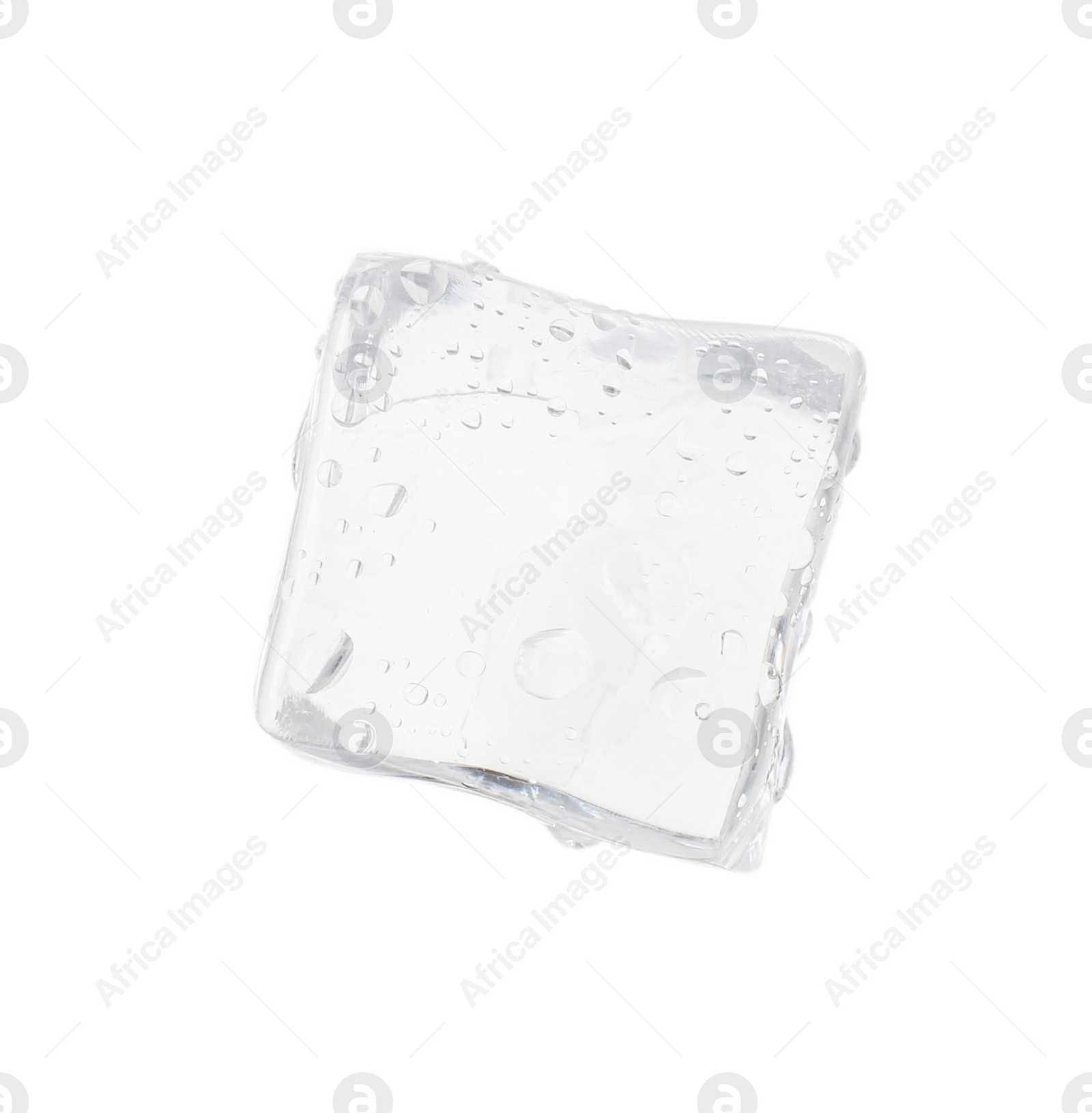 Photo of One crystal clear ice cube isolated on white