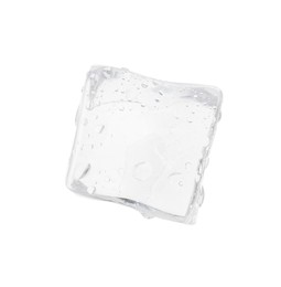 One crystal clear ice cube isolated on white