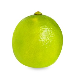 Photo of Citrus fruit. One fresh lime isolated on white