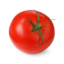 One fresh ripe tomato isolated on white